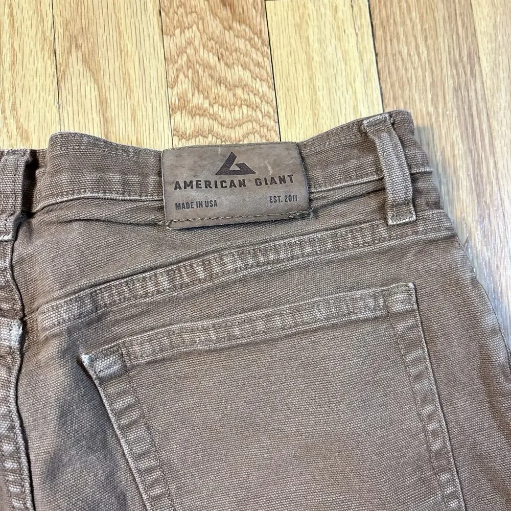American Giant Roughneck Canvas Pants Brown 32x34 (Fits 32x27) Straight USA